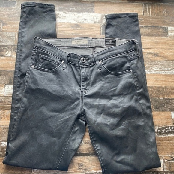 AG The Leatherette Legging Ankle Vintage Leatherette Light Black - Size 25 - Picture 6 of 8